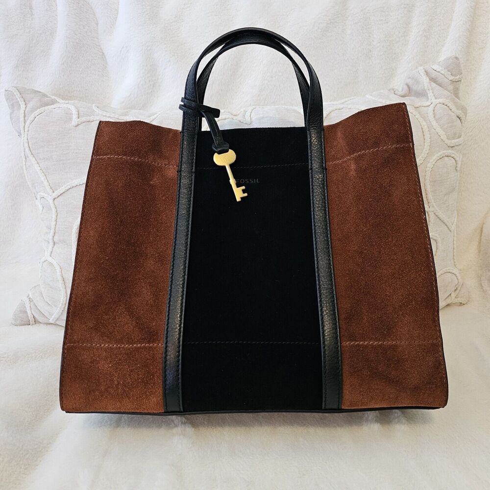 Fossil Women’s Carmen Leather Shopper Tote Handbag Brown/Black